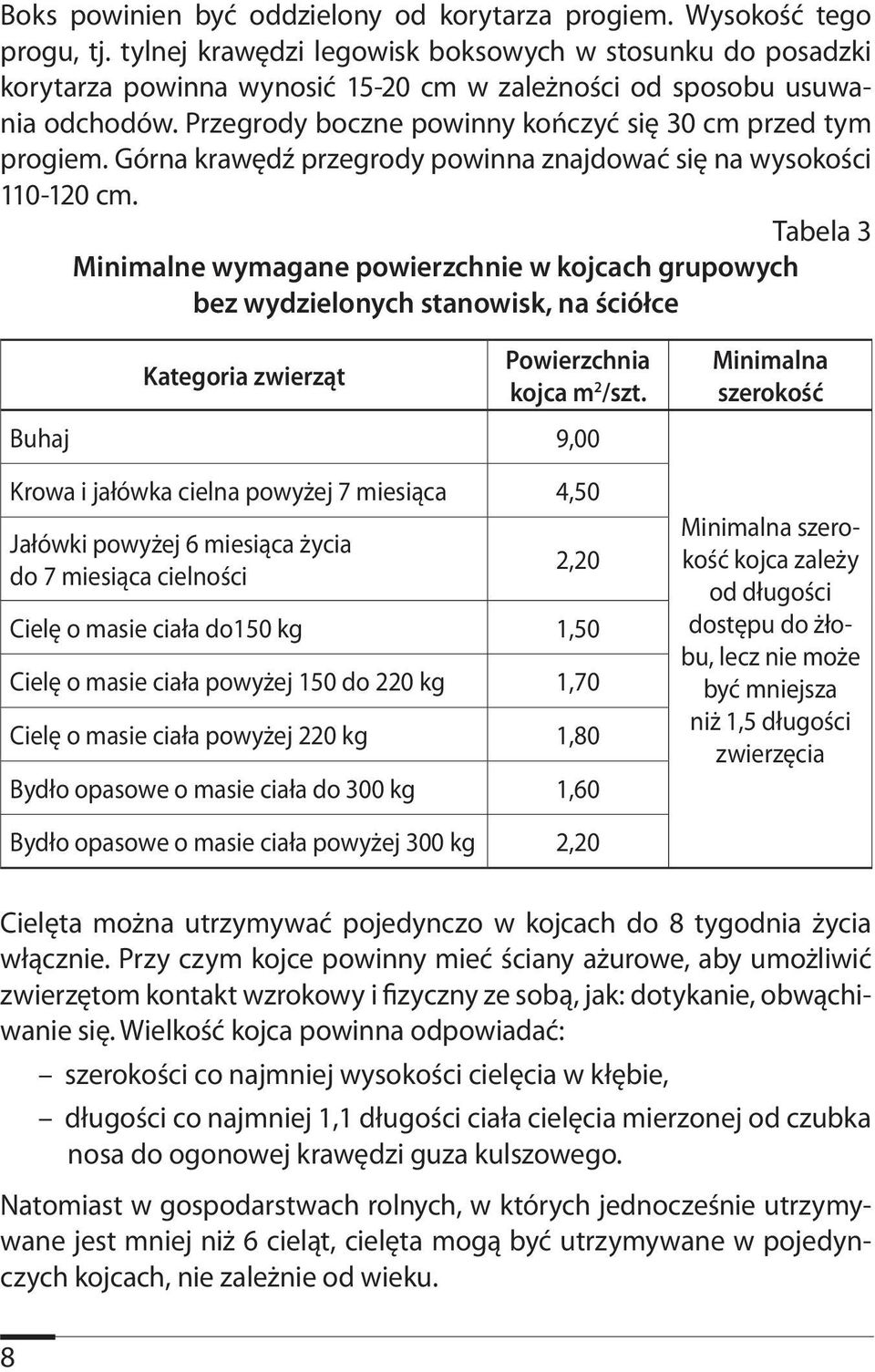 Górna krawędź przegrody powinna znajdować się na wysokości 110-120 cm.