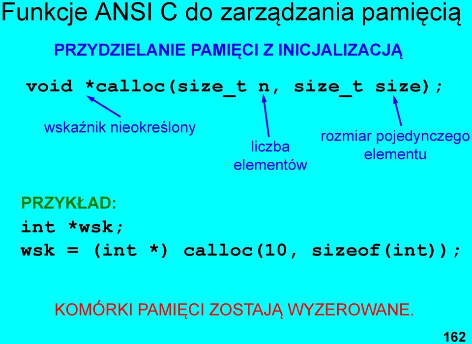 nieokreślony liczba elementów rozmiar pojedynczego elementu PRZYKŁAD: