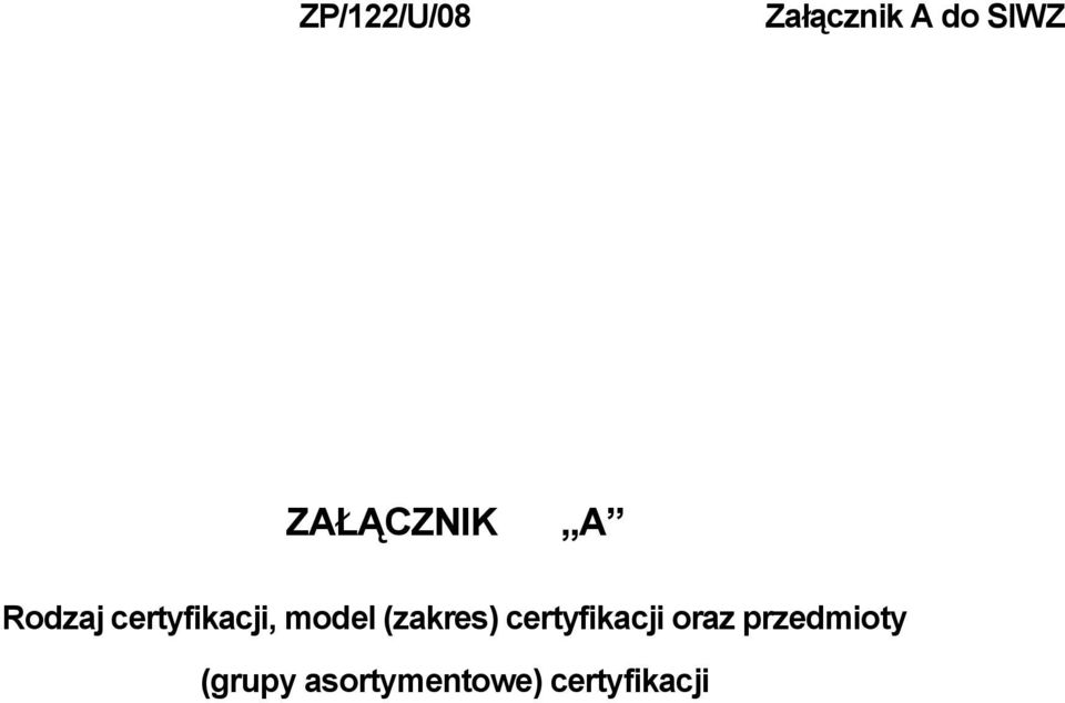 model (zakres) certyfikacji oraz