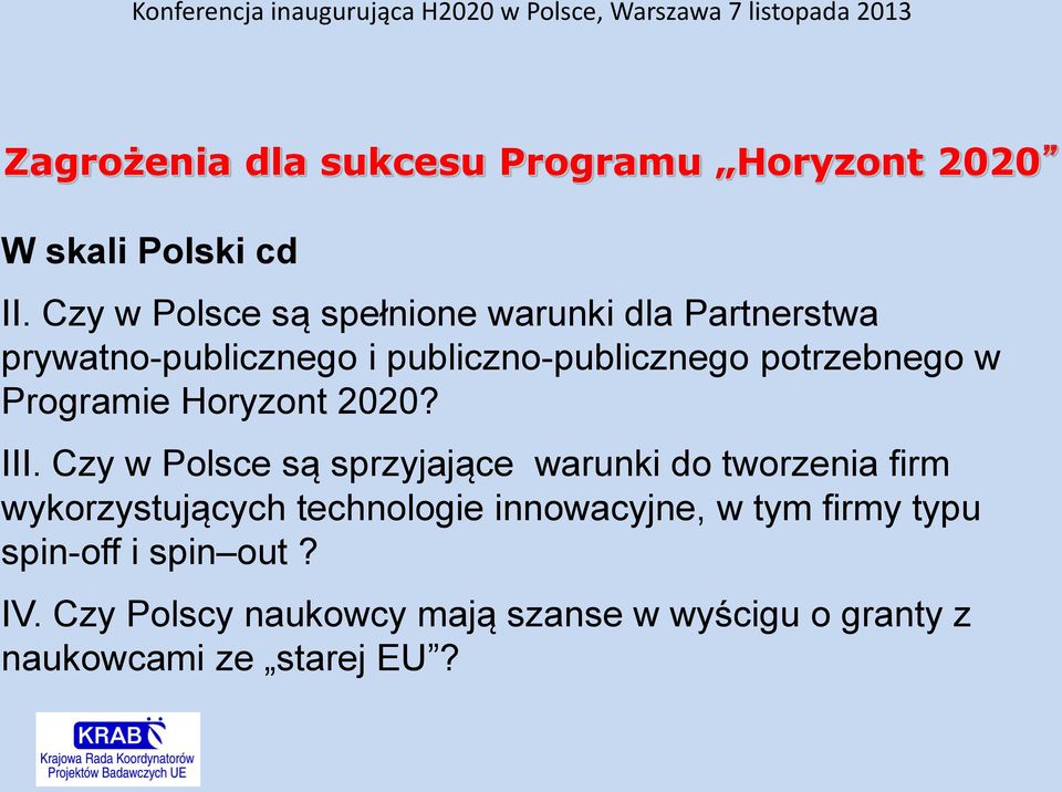 Czy w Polsce są spełnione warunki dla Partnerstwa prywatno-publicznego i publiczno-publicznego potrzebnego w Programie