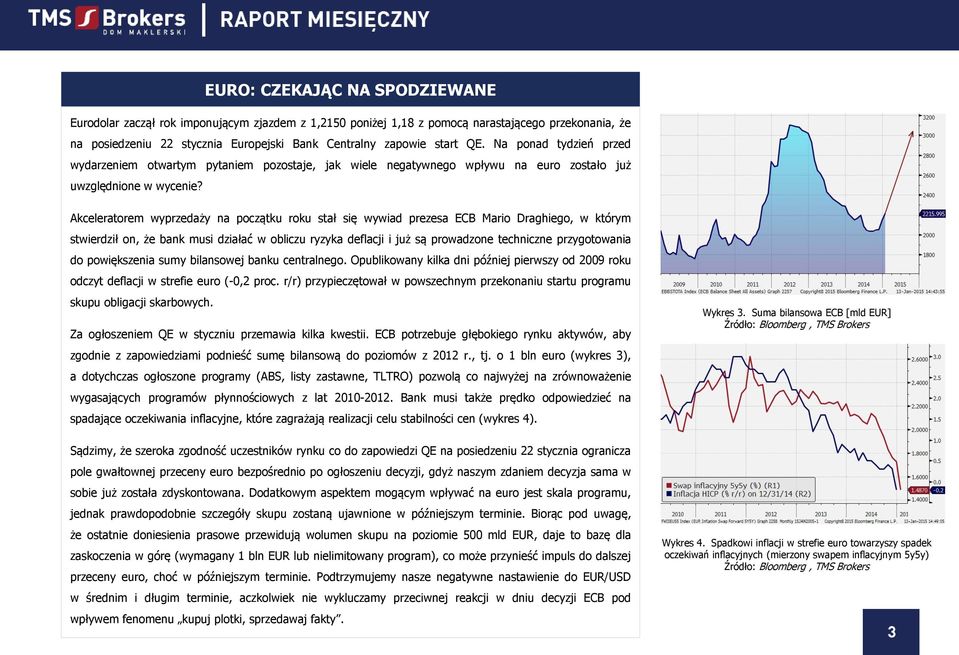 Akceleratorem wyprzedaży na początku roku stał się wywiad prezesa ECB Mario Draghiego, w którym stwierdził on, że bank musi działać w obliczu ryzyka deflacji i już są prowadzone techniczne