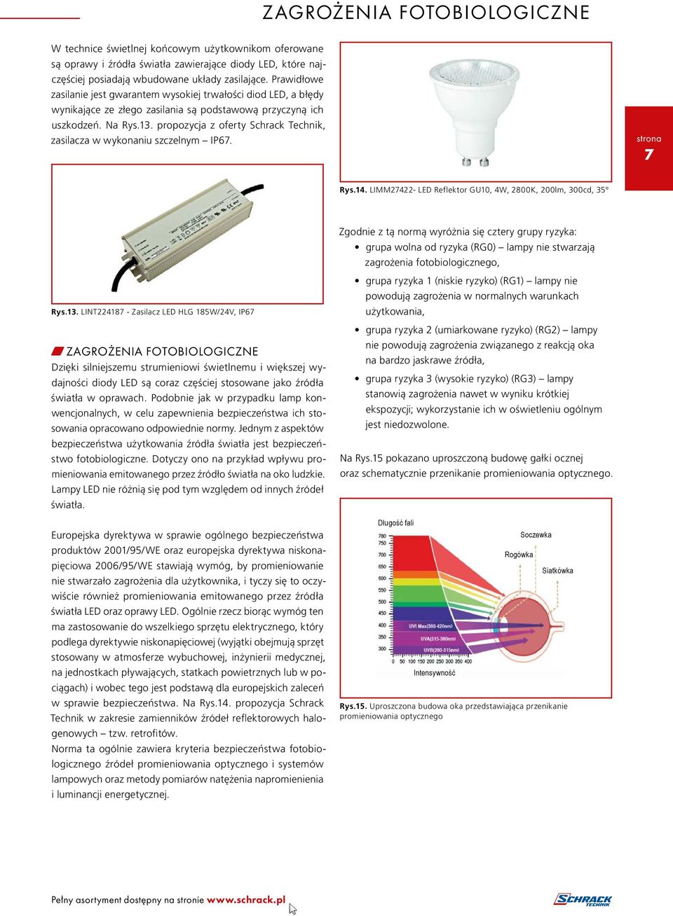 propozycja z oferty Schrack Technik, zasilacza w wykonaniu szczelnym IP67. 7 Rys.14. LIMM27422- LED Reflektor GU10, 4W, 2800K, 200lm, 300cd, 35 Rys.13.