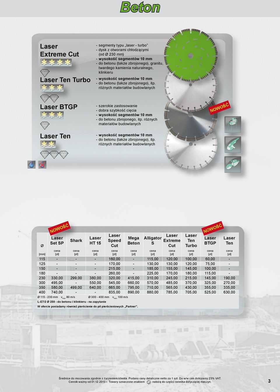 różnych materiałów budowlanych Ten wysokość segmentów 10 mm do betonu (także zbrojonego), itp.