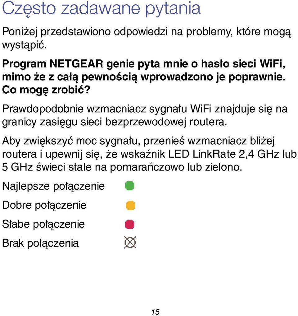 Prawdopodobnie wzmacniacz sygnału WiFi znajduje się na granicy zasięgu sieci bezprzewodowej routera.