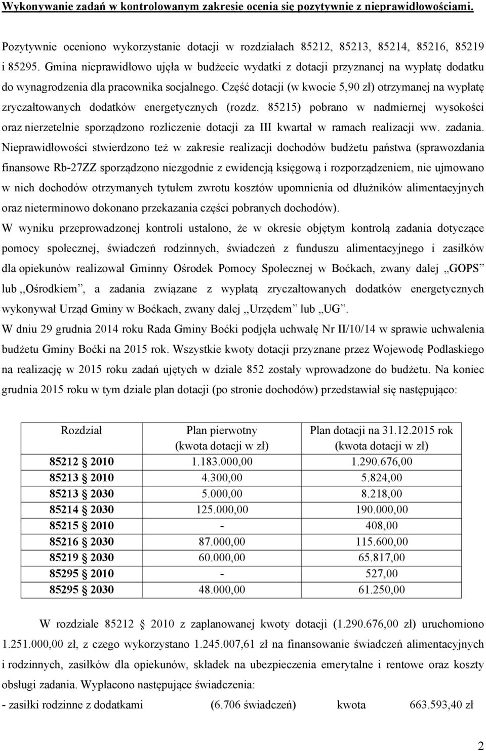 Część dotacji (w kwocie 5,90 zł) otrzymanej na wypłatę zryczałtowanych dodatków energetycznych (rozdz.