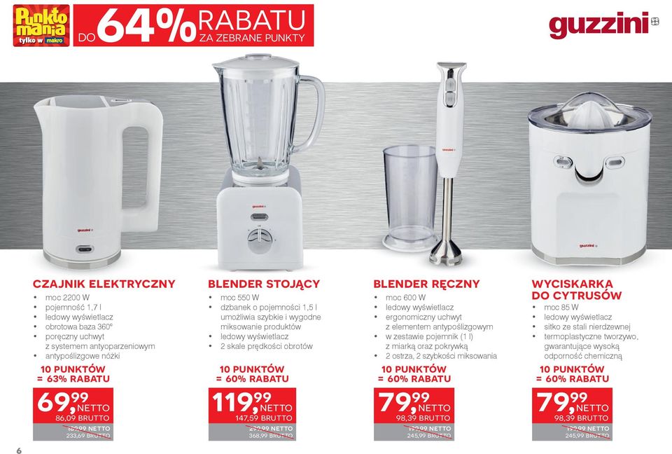 blender ręczny moc 600 W ergonomiczny uchwyt z elementem antypoślizgowym w zestawie pojemnik (1 l) z miarką oraz pokrywką 2 ostrza, 2 szybkości miksowania = 60% rabatu 79, 99 98,39 brutto