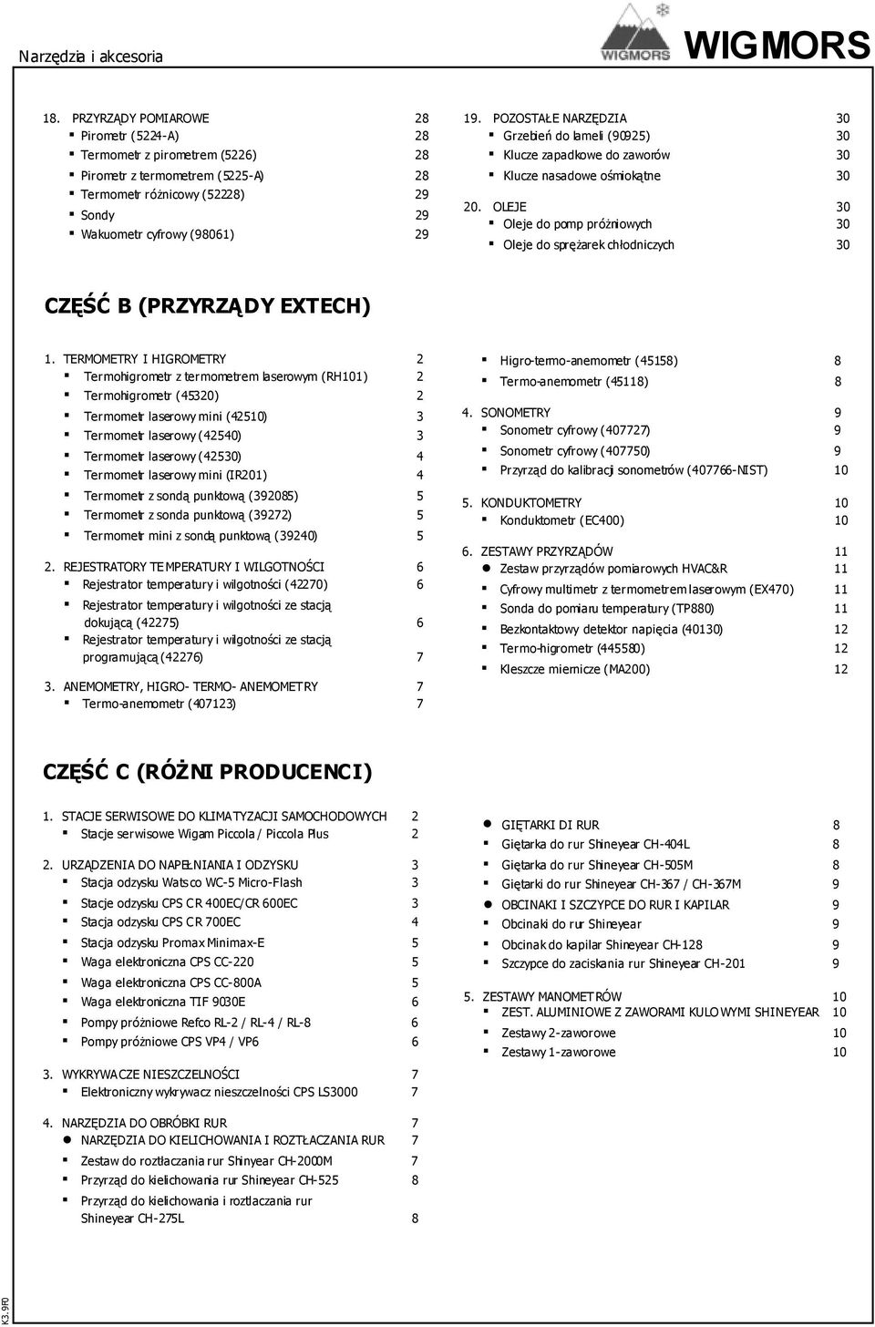 POZOSTAŁE NARZĘDZIA 30 Grzebień do lameli (90925) 30 Klucze zapadkowe do zaworów 30 Klucze nasadowe ośmiokątne 30 20.