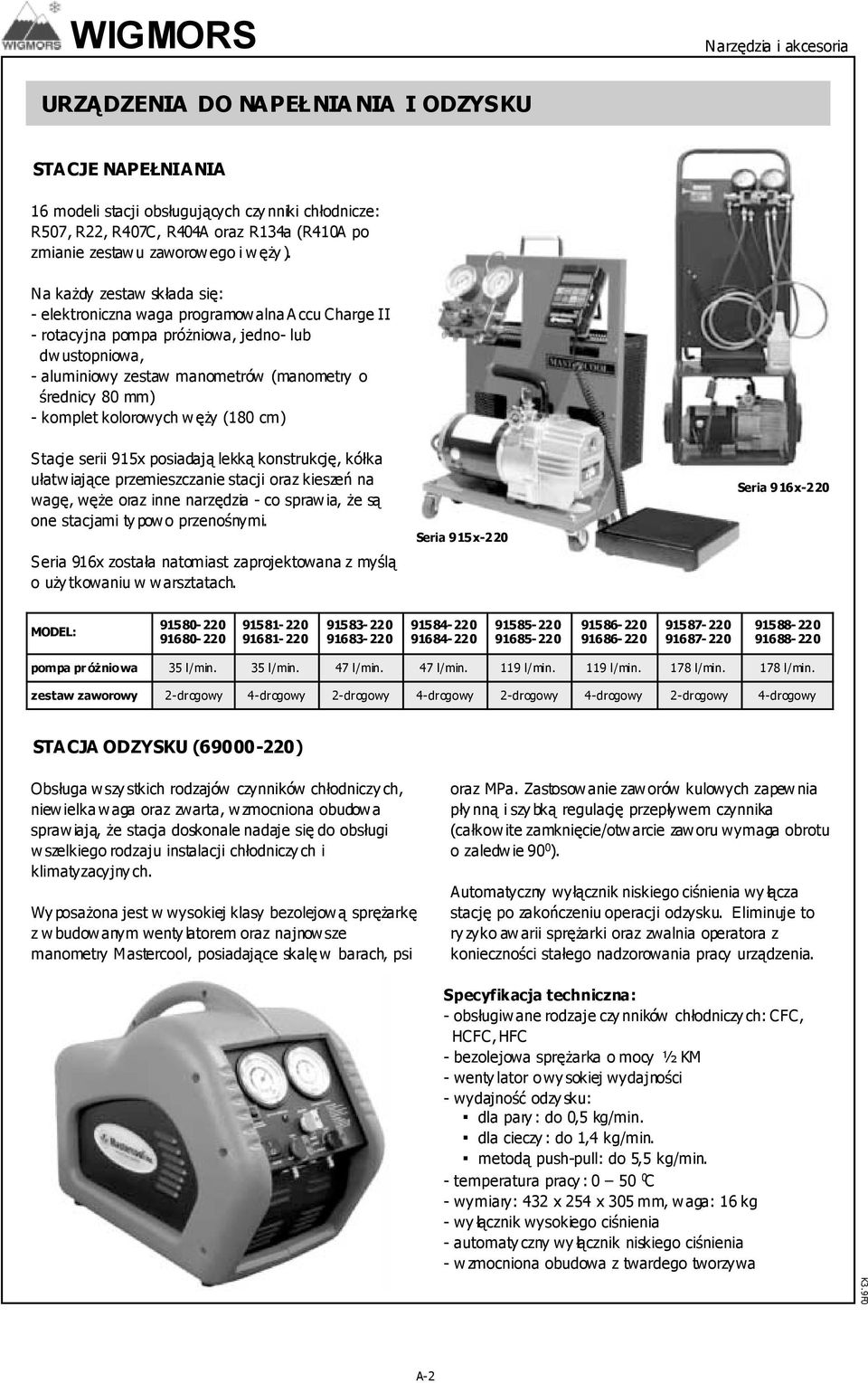 Na każdy zestaw składa się: - elektroniczna waga programowalna A ccu Charge II - rotacyjna pompa próżniowa, jedno- lub dw ustopniowa, - aluminiowy zestaw manometrów (manometry o średnicy 80 mm) -