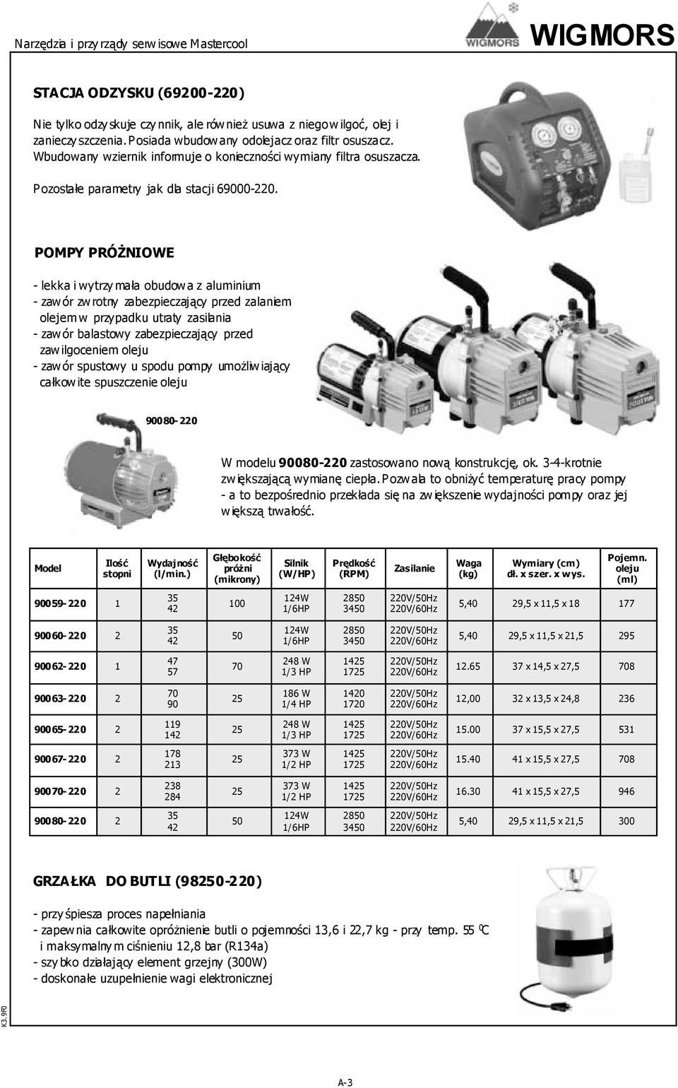 POMPY PRÓŻNIOWE - lekka i wytrzy mała obudowa z aluminium - zaw ór zw rotny zabezpieczający przed zalaniem olejem w przypadku utraty zasilania - zaw ór balastowy zabezpieczający przed zaw ilgoceniem