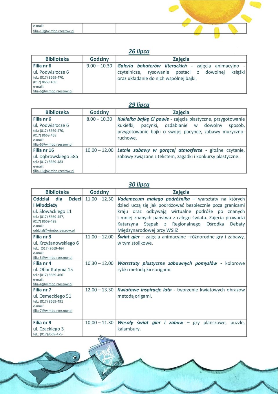 30 Kukiełka bajkę Ci powie zajęcia plastyczne, przygotowanie kukiełki, pacynki, ozdabianie w dowolny sposób, przygotowanie bajki o swojej pacynce, zabawy muzycznoruchowe. 10.00 12.