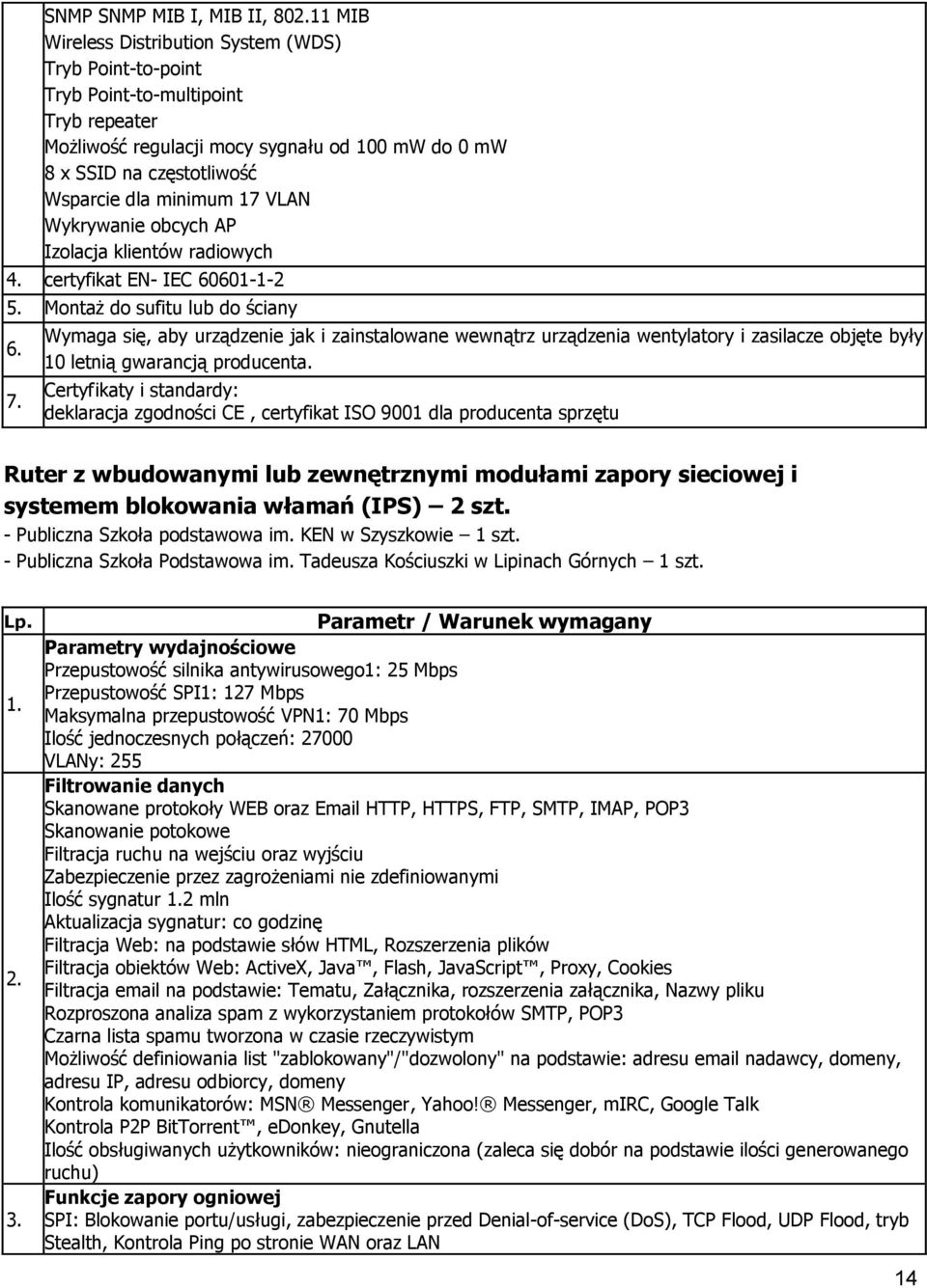 17 VLAN Wykrywanie obcych AP Izolacja klientów radiowych 4. certyfikat EN- IEC 60601-1-2 5. Montaż do sufitu lub do ściany 6. 7.