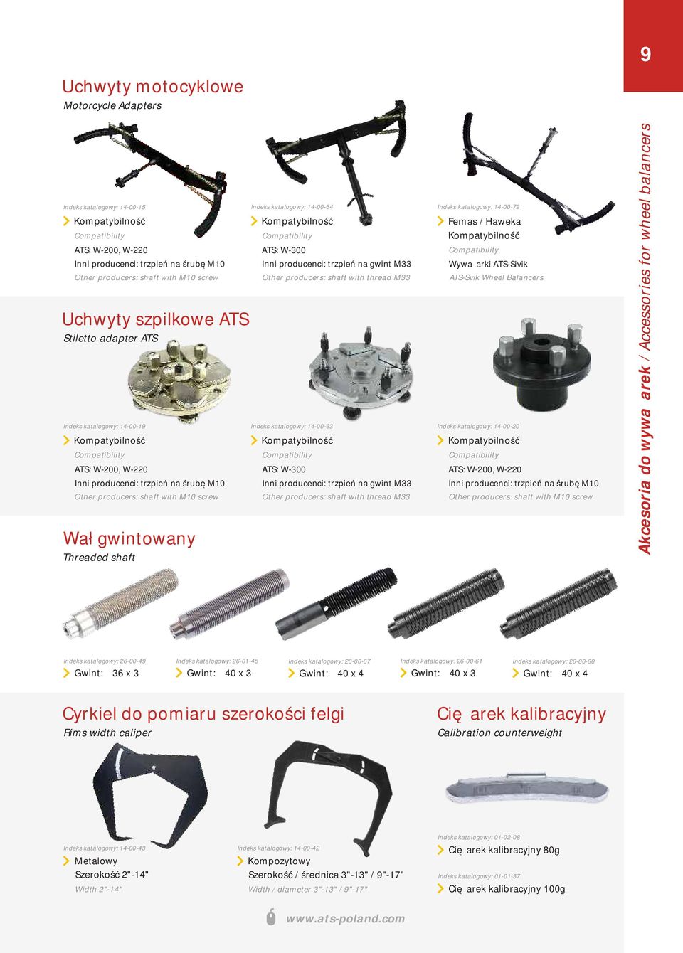 gwintowany Threaded shaft Indeks katalogowy: 14-00-64 Indeks katalogowy: 14-00-79 Kompatybilność Compatibility ATS: W-300 Inni producenci: trzpień na gwint M33 Other producers: shaft with thread M33