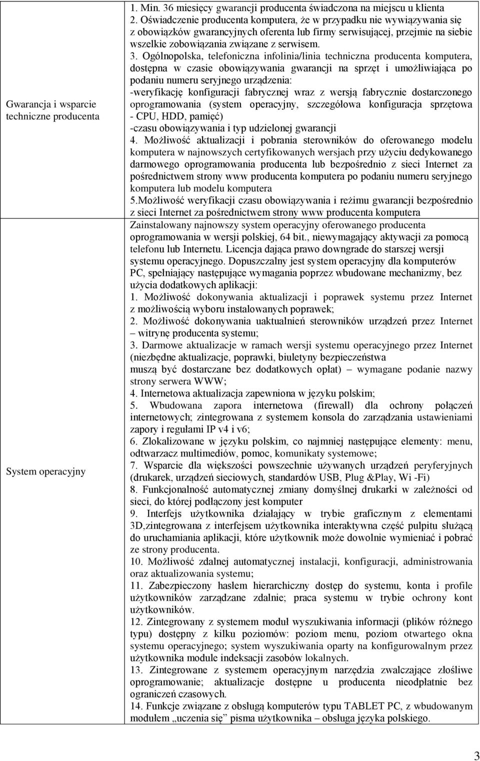 Ogólnopolska, telefoniczna infolinia/linia techniczna producenta komputera, dostępna w czasie obowiązywania gwarancji na sprzęt i umożliwiająca po podaniu numeru seryjnego urządzenia: -weryfikację