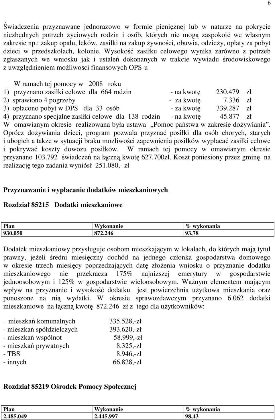 Wysokość zasiłku celowego wynika zarówno z potrzeb zgłaszanych we wniosku jak i ustaleń dokonanych w trakcie wywiadu środowiskowego z uwzględnieniem możliwości finansowych OPSu W ramach tej pomocy w