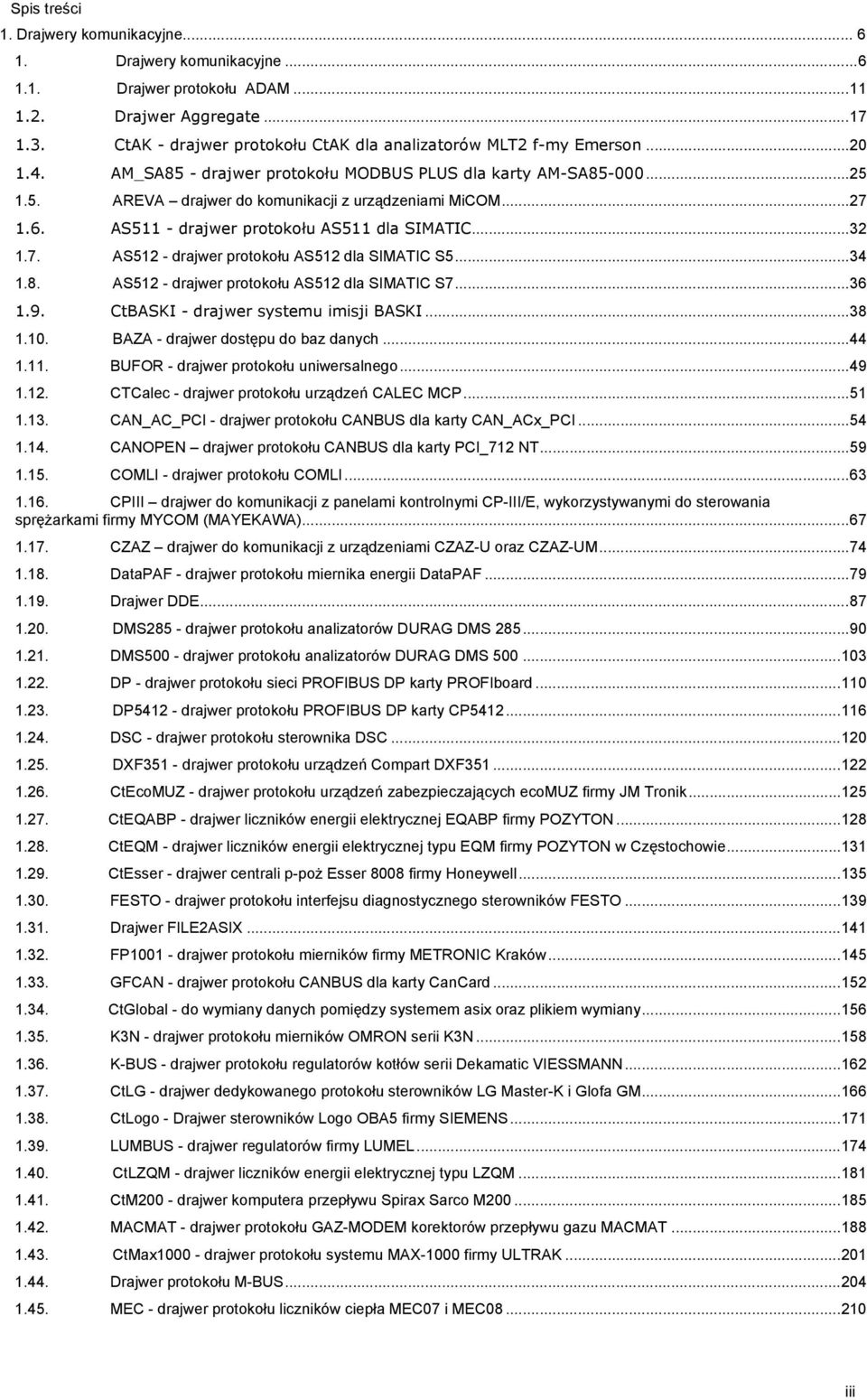 .. 27 1.6. AS511 - drajwer protokołu AS511 dla SIMATIC... 32 1.7. AS512 - drajwer protokołu AS512 dla SIMATIC S5... 34 1.8. AS512 - drajwer protokołu AS512 dla SIMATIC S7... 36 1.9.