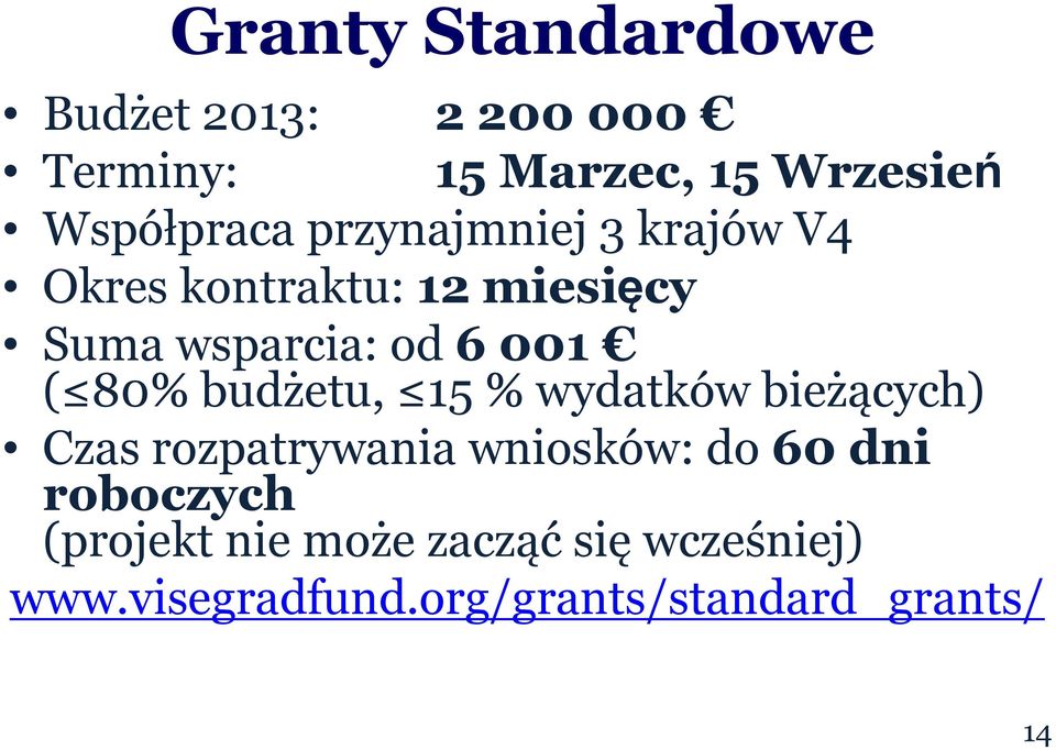 budżetu, 15 % wydatków bieżących) Czas rozpatrywania wniosków: do 60 dni roboczych