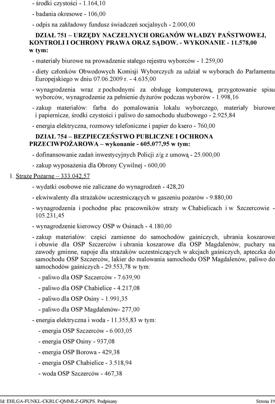 259,00 - diety członków Obwodowych Komisji Wyborczych za udział w wyborach do Parlamentu Europejskiego w dniu 07.06.2009 r. - 4.