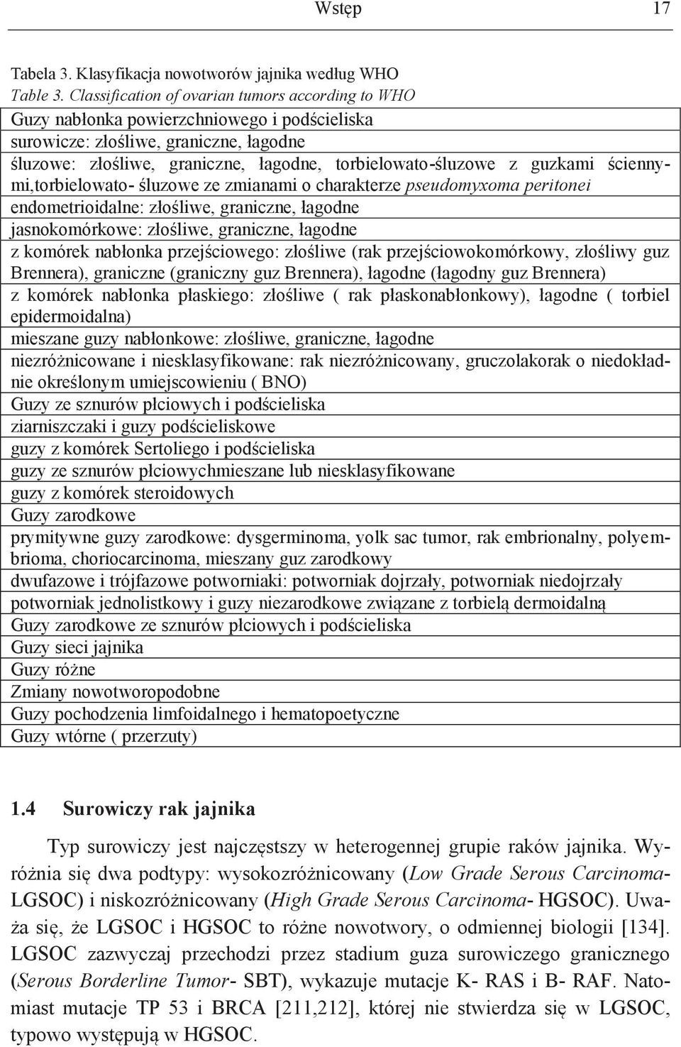 guzkami ściennymi,torbielowato- śluzowe ze zmianami o charakterze pseudomyxoma peritonei endometrioidalne: złośliwe, graniczne, łagodne jasnokomórkowe: złośliwe, graniczne, łagodne z komórek nabłonka