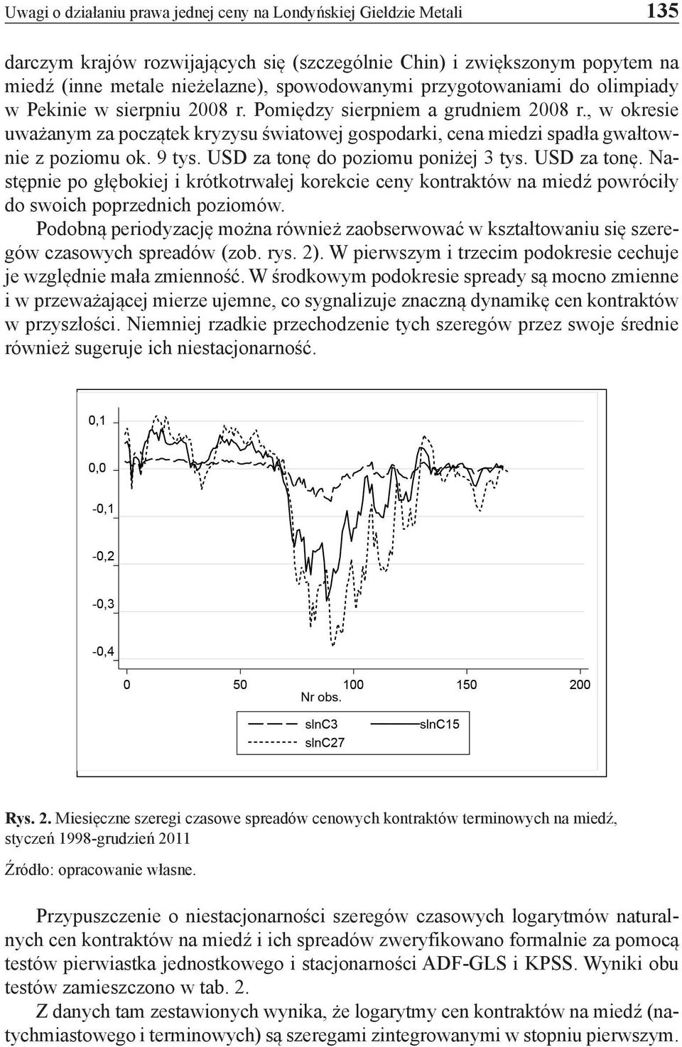 , w okresie uważanym za początek kryzysu światowej gospodarki, cena miedzi spadła gwałtownie z poziomu ok. 9 tys. USD za tonę 