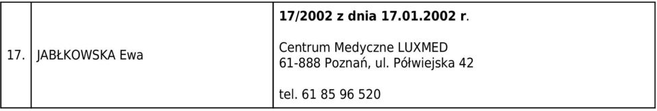 Medyczne LUXMED 61-888 Poznań,