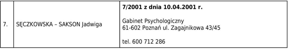 Gabinet Psychologiczny 61-602