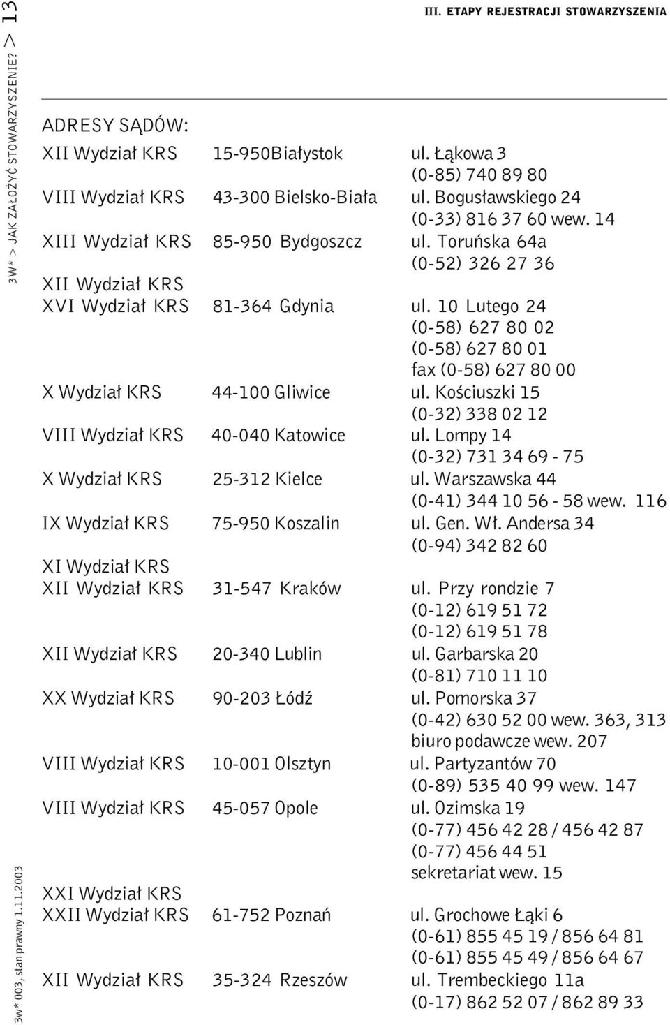 10 Lutego 24 (0-58) 627 80 02 (0-58) 627 80 01 fax (0-58) 627 80 00 X Wydział KRS 44-100 Gliwice ul. Kościuszki 15 (0-32) 338 02 12 VIII Wydział KRS 40-040 Katowice ul.