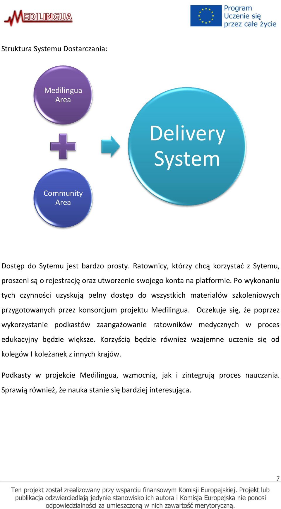 Po wykonaniu tych czynności uzyskują pełny dostęp do wszystkich materiałów szkoleniowych przygotowanych przez konsorcjum projektu Medilingua.