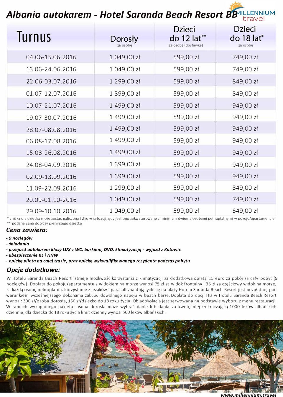 08. 2016 1 499,00 zt 599,00 zt 949,00 zt 06.08-17.08. 2016 1 499,00 zt 599,00 zt 949,00 zt 15.08-26.08.2016 1 499,00 zt 599,00 zt 949,00 zt 24.08-04.09.2016 1 399,00 zt 599,00 zt 949,00 zt 02.09-13.