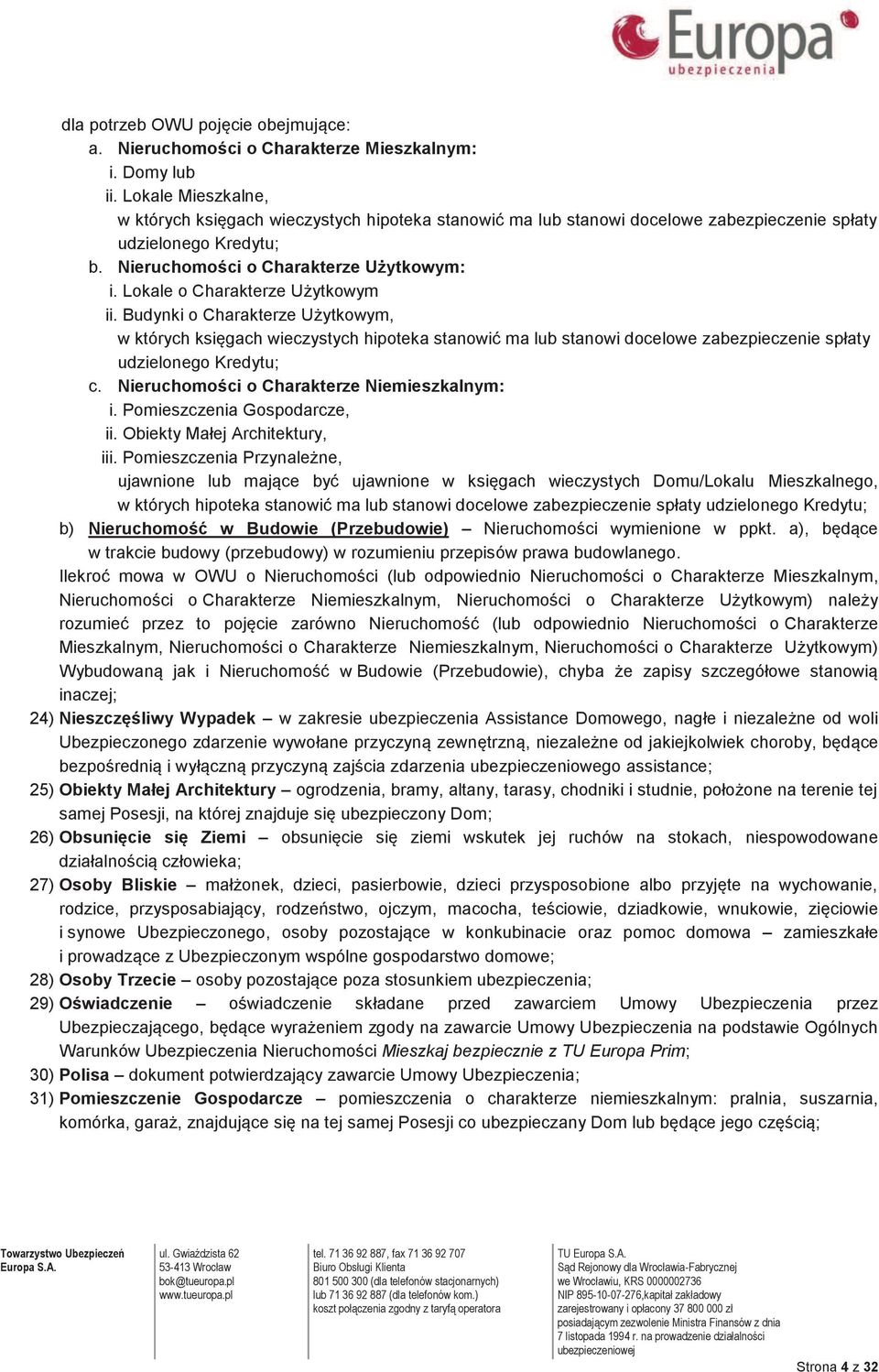 Lokale o Charakterze Użytkowym ii. Budynki o Charakterze Użytkowym, w których księgach wieczystych hipoteka stanowić ma lub stanowi docelowe zabezpieczenie spłaty udzielonego Kredytu; c.