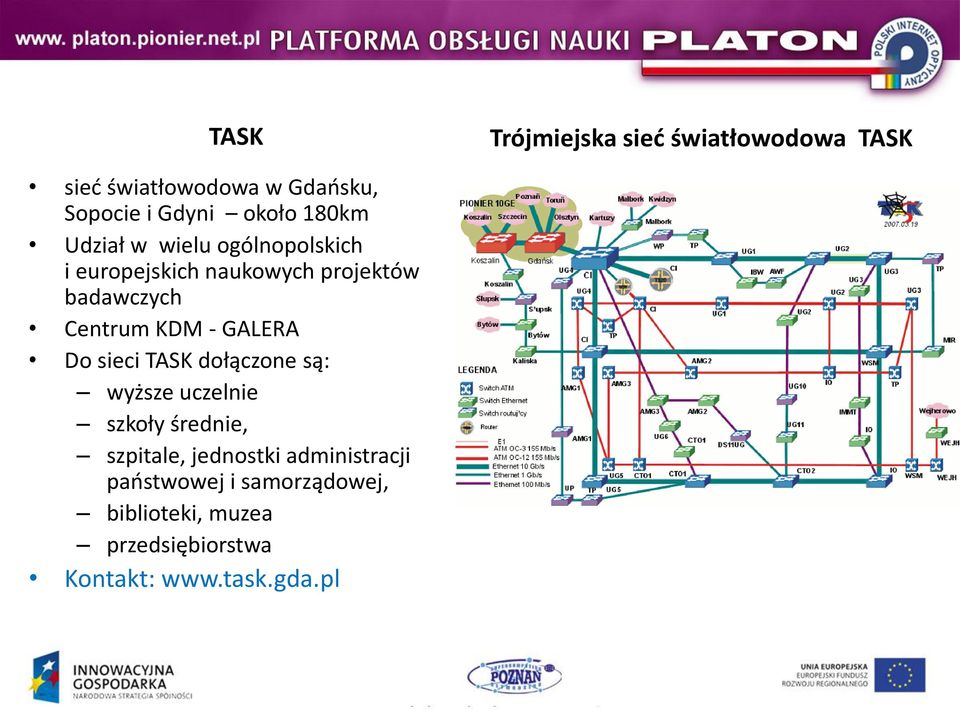 - GALERA Do sieci TASK dołączone są: wyższe uczelnie szkoły średnie, szpitale, jednostki