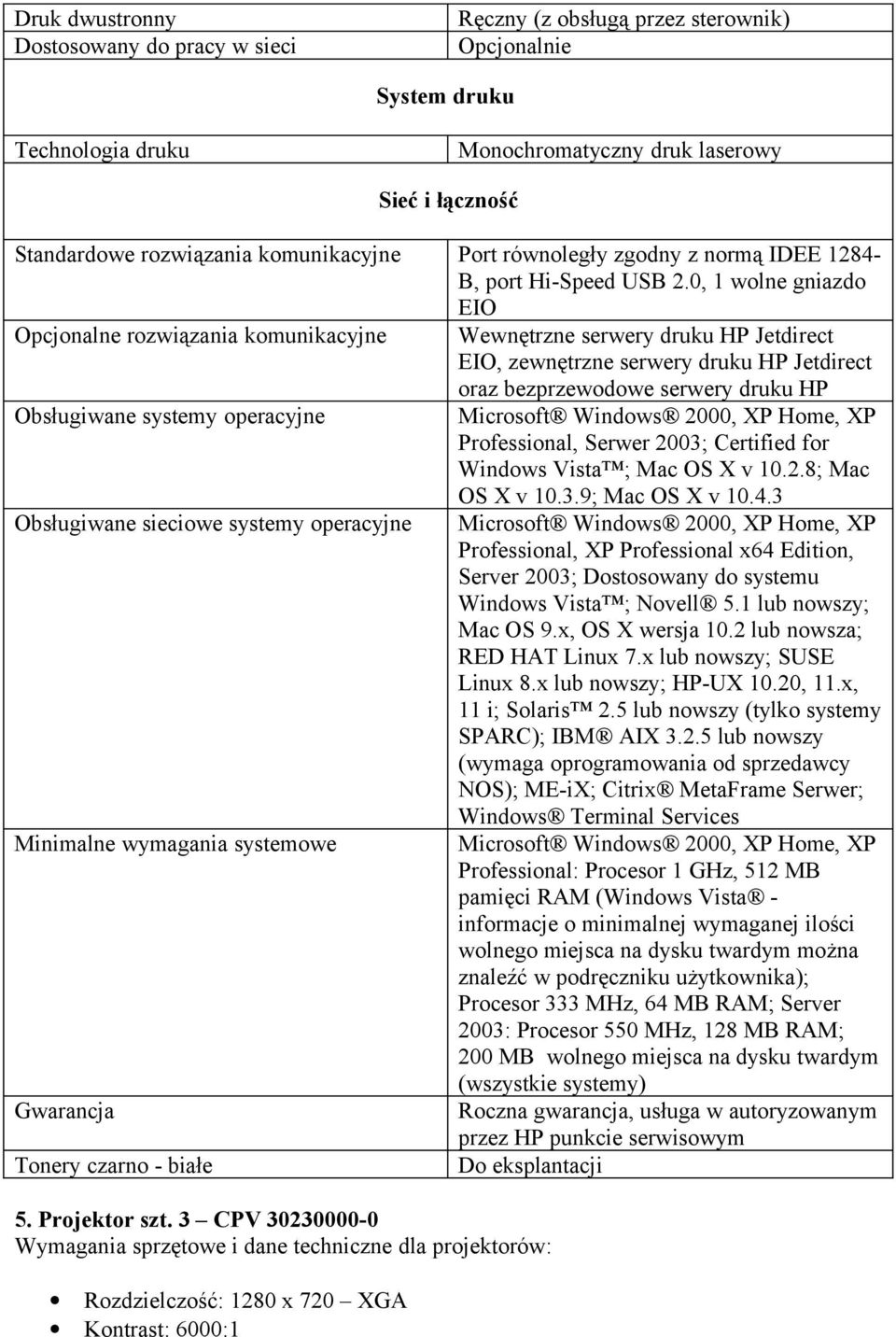 0, 1 wolne gniazdo EIO Opcjonalne rozwiązania komunikacyjne Wewnętrzne serwery druku HP Jetdirect EIO, zewnętrzne serwery druku HP Jetdirect oraz bezprzewodowe serwery druku HP Obsługiwane systemy