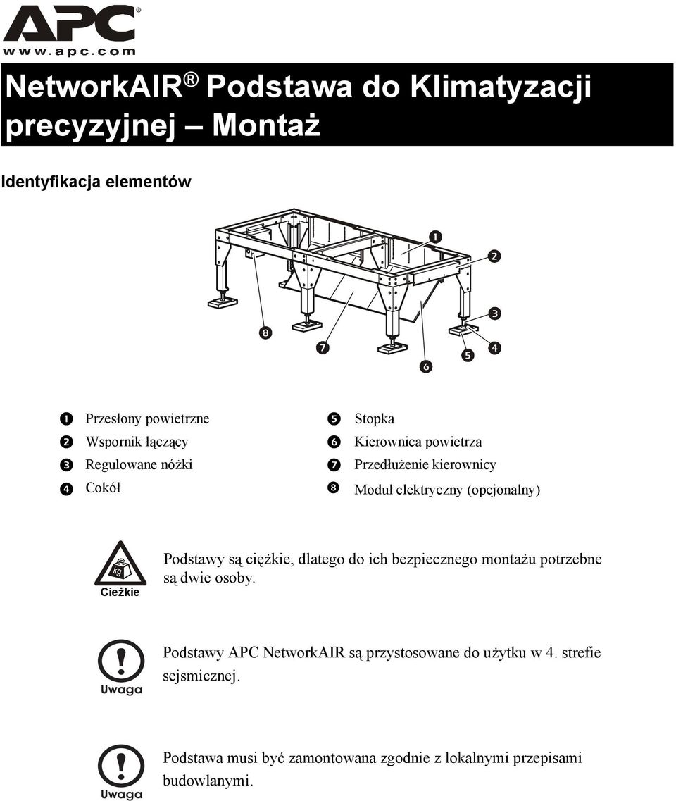 Podstawy są ciężkie, dlatego do ich bezpiecznego montażu potrzebne są dwie osoby.