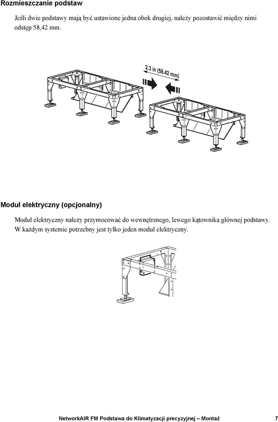 Moduł elektryczny (opcjonalny) Moduł elektryczny należy przymocować do wewnętrznego, lewego