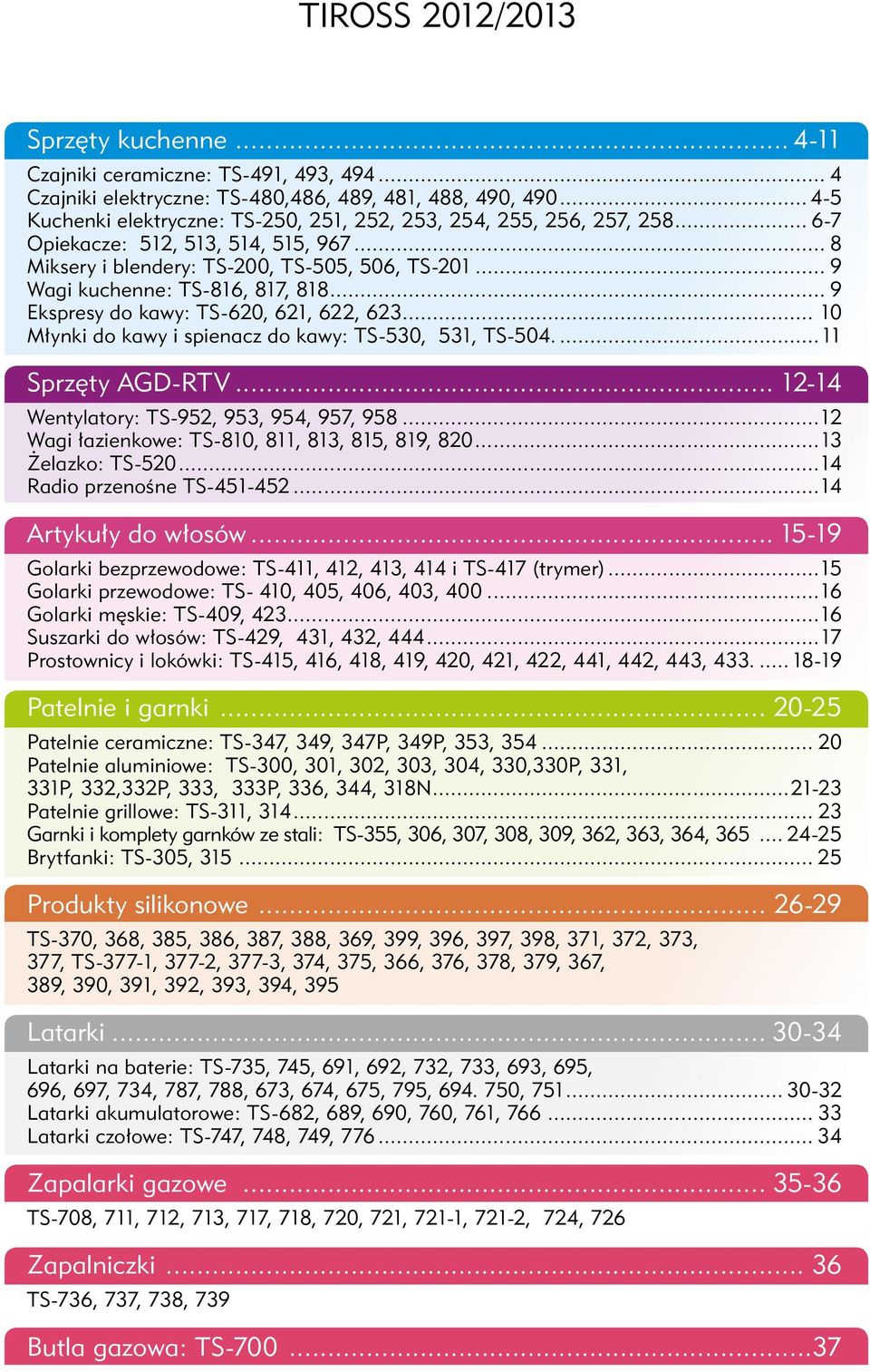 .. 9 Wagi kuchenne: TS-816, 817, 818... 9 Ekspresy do kawy: TS-620, 621, 622, 623... 10 Młynki do kawy i spienacz do kawy: TS-530, 531, TS-504...11 Sprzęty AGD-RTV.