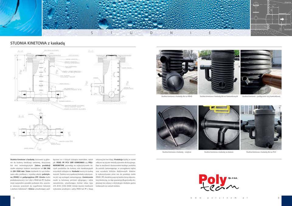 technologicznych. Zakres produkcji studni obejmuje średnice wewnętrzne od DN 300 do DN 3500 mm.