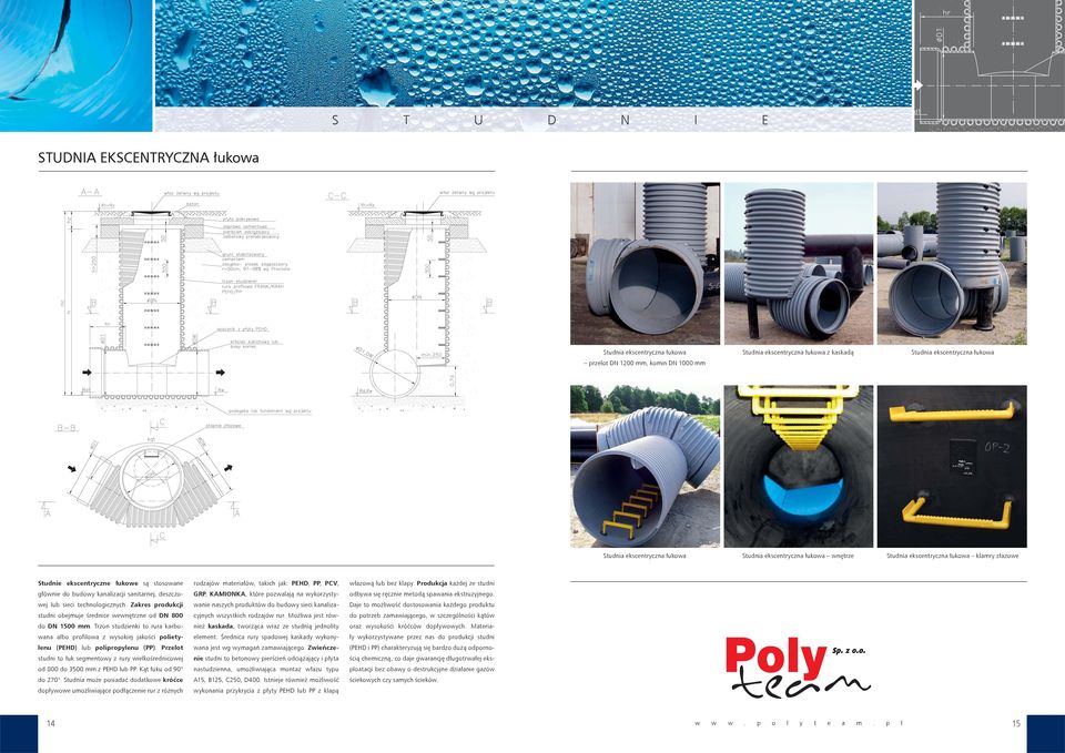 technologicznych. Zakres produkcji studni obejmuje średnice wewnętrzne od DN 800 do DN 1500 mm.