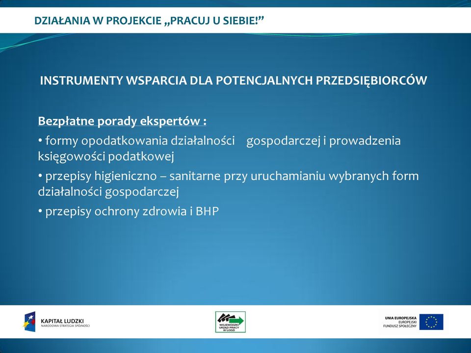 gospodarczej i prowadzenia przepisy higieniczno sanitarne przy