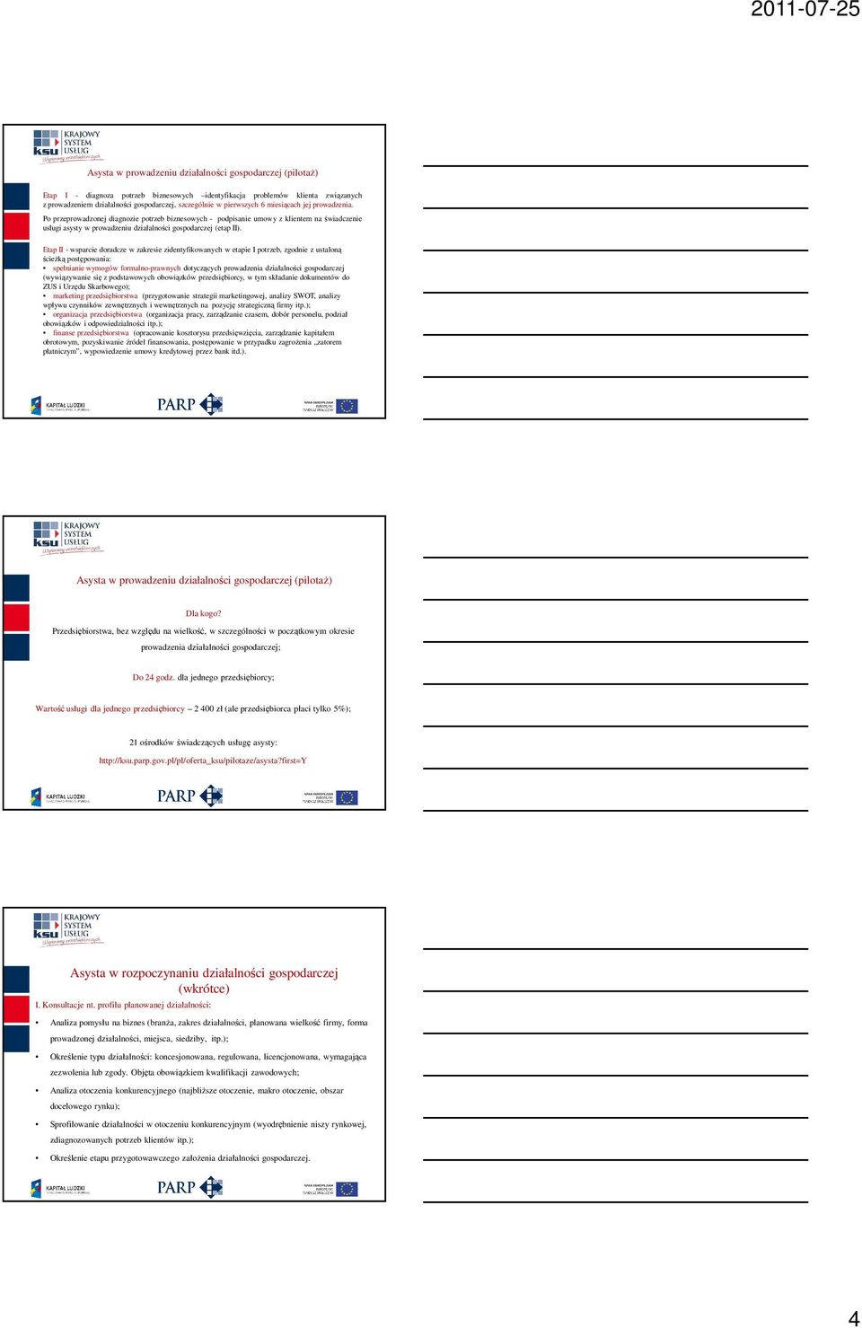 Etap II - wsparcie doradcze w zakresie zidentyfikowanych w etapie I potrzeb, zgodnie z ustaloną ścieŝką postępowania: spełnianie wymogów formalno-prawnych dotyczących prowadzenia działalności