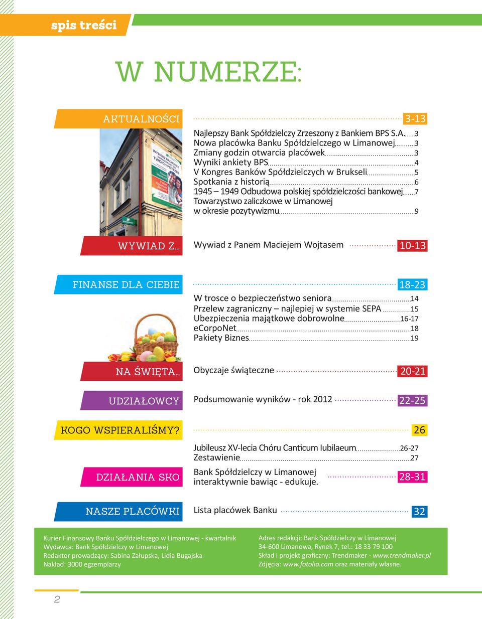 3 Nowa placówka Banku Spółdzielczego w Limanowej 3 Zmiany godzin otwarcia placówek 3 Wyniki ankiety BPS 4 V Kongres Banków Spółdzielczych w Brukseli 5 Spotkania z historią 6 1945 1949 Odbudowa