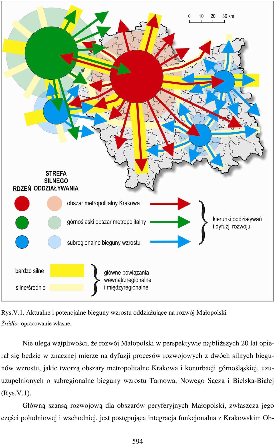 silnych biegunów wzrostu, jakie tworzą obszary metropolitalne Krakowa i konurbacji górnośląskiej, uzuuzupełnionych o subregionalne bieguny wzrostu Tarnowa,