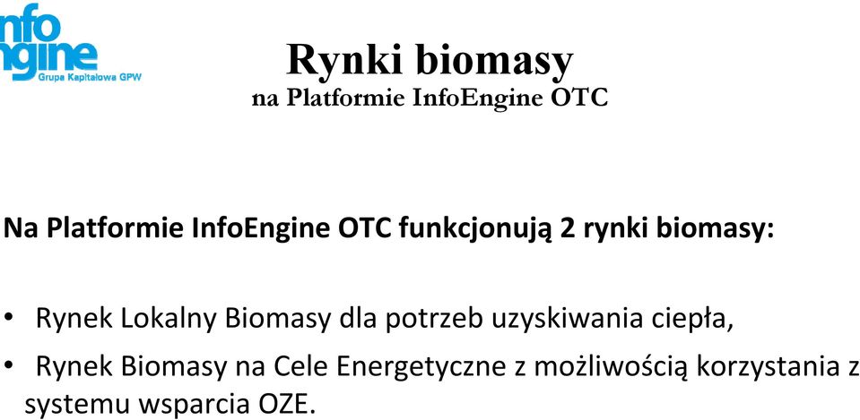 Biomasy dla potrzeb uzyskiwania ciepła, Rynek Biomasy na