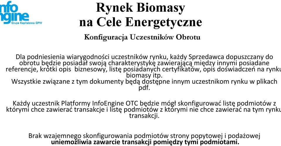 Wszystkie związane z tym dokumenty będą dostępne innym uczestnikom rynku w plikach pdf.