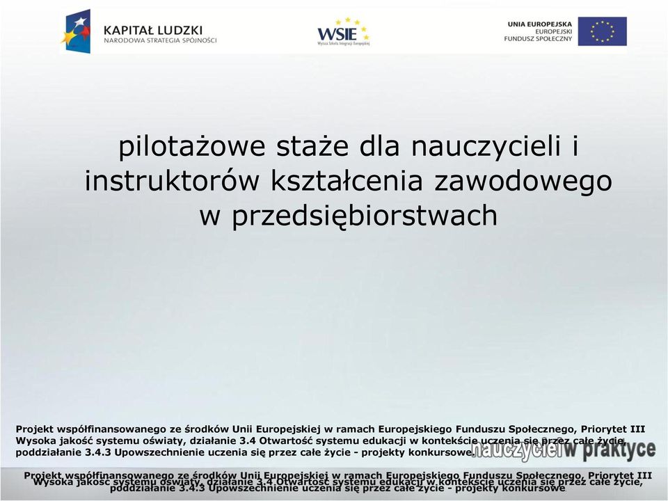 Priorytet III Wysoka jakość systemu oświaty, działanie 3.