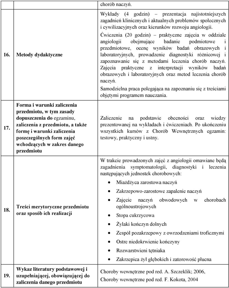 się z metodami leczenia chorób naczyń. Zajęcia praktyczne z interpretacji wyników badań obrazowych i laboratoryjnych oraz metod leczenia chorób naczyń.