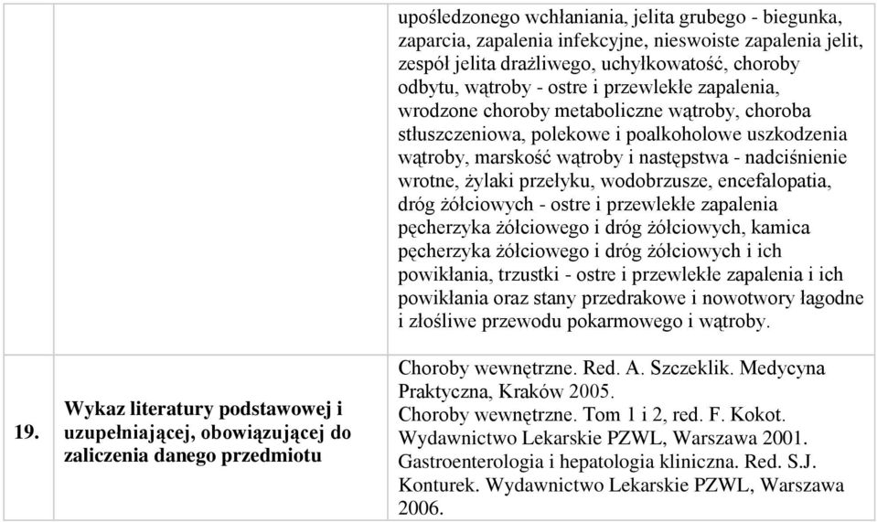 uszkodzenia wątroby, marskość wątroby i następstwa - nadciśnienie wrotne, żylaki przełyku, wodobrzusze, encefalopatia, dróg żółciowych - ostre i przewlekłe zapalenia pęcherzyka żółciowego i dróg