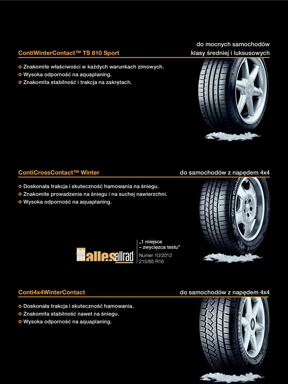 ContiCrossContact Winter do samochodów z napędem 4x4 a Doskonała trakcja i skuteczność hamowania na śniegu.