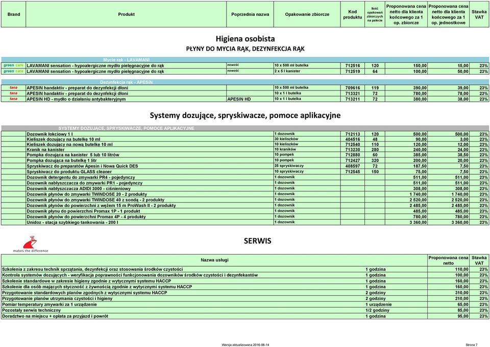 dezynfekcji dłoni 10 x 500 ml butelka 709616 119 390,00 39,00 23% tana APESIN handaktiv - preparat do dezynfekcji dłoni 10 x 1 l butelka 713321 72 780,00 78,00 23% tana APESIN HD - mydło o działaniu