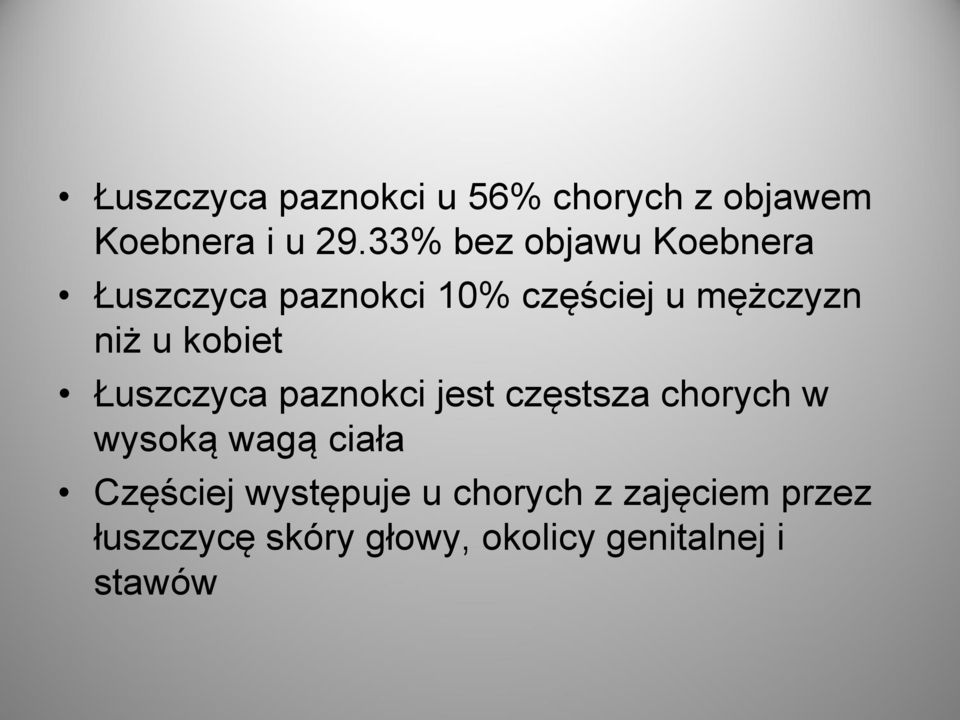 kobiet Łuszczyca paznokci jest częstsza chorych w wysoką wagą ciała