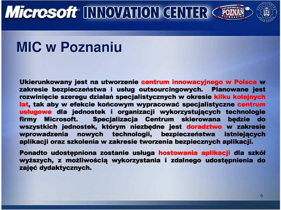 wykorzystujących technologie firmy Microsoft.