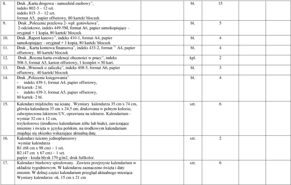 Druk Raport kasowy, indeks 410-1, format A4, papier samokopiujący - oryginał + 1 kopia, 80 kartek/ bloczek 11.